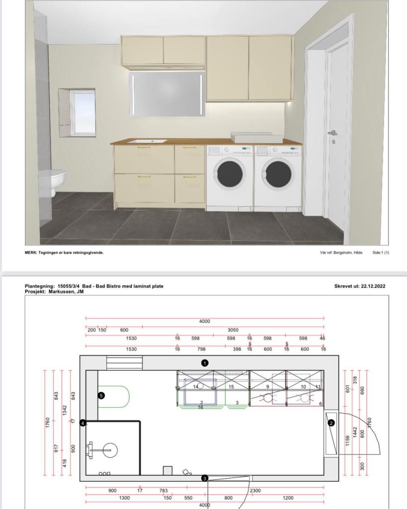 Plan for baderomsrenovering med snekker i vestfold